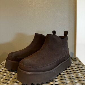 UGG Brown Platform Mini Boots